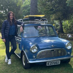 Ginny Buckley Instagram - Bumped into this beauty in Portugal. It’s a ‘mini’ Mini! 💙

There aren’t any cars on sale today that make me look tall the way this one does - isn’t it gorgeous!

#mini #minicountryman #caroftheday #sheselectric #classiccar 

.
.
.
.
.
.
.
.
.
#instacar #cargram #cargramm #instacars #carlifestyle #minicooper #cargirl #cargirls #carsofinsta #carsofinstagram #electricar #electriccars #classiccars #carsdaily #carsoftheday
