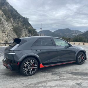 Ginny Buckley Instagram - I managed to get a quick drive in this at the World Car Awards LA test drives, what a clever car! 

The Hyundai Ioniq 5N is up for World Performance Car and while it certainly has stacks of performance, it also has all this…

⚡️N-e Shift which mimics the feeling of an eight-speed dual-clutch transmission.
⚡️N-Grin Boost which delivers an extra power boost. 
⚡️N Active Sound-plus which makes fake engine noises played through ten different speakers - eight on the inside and two on the outside.
⚡️’Ignition’ sounds like a 2.0-litre turbo petrol engine complete with overburn pops and bangs.
⚡️Evolution’ an electronic sound inspired by the 2025 Vision Concept Car.
⚡️‘Supersonic’ simulates a fighter jet, because why not!
⚡️Paddles on the steering wheel control regen and also mimic the gears.
⚡️Dampers are electronically controlled to helps to mask the weight of the EV.
⚡️Handles like a dream with zero emissions or noise pollution. 

What do you think of it team?!

#losangeles #caroftheday #electriccar #performancecar #sportscar #ioniq5n #wcoty #latestfest #sheselectric

.
.
.
.
.
.
.
.
.
.
.
.
.
.
.
#cargirl #cargirls #instacar #carsofinsta #carsofinstagram #testdrive