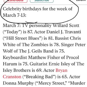 Giselle Eisenberg Instagram - I made “Celebrity Birthdays” list - that’s exciting... I share my March 7th birthday with #BryanCranston #WandaSykes #RachelWeisz and evidently..... I’ll be 24 this year!!!! 🤣🤣🤣🤣😱