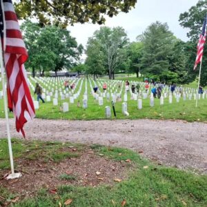 Glenn Jacobs Instagram - Thanks to everyone who braved the weather today to place flags at the headstones at the East Tennessee Veteran's Cemetery at Lyons View.
#MemorialDay2024