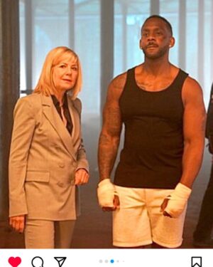 Glynis Barber Instagram - It’s fightclub on @hollyoaksofficial this week! Epic scenes with @richardblackwood putting his muscles to work for Norma. #moneymaker #fightclub