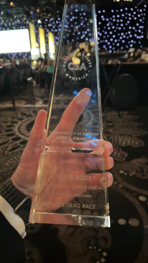 Goloka Bolte Instagram - Thank you @csacasting for honoring @ethanpetersen.media and I with the Artios Award for casting RuPaul’s Drag Race!  Winning this means the world, especially as our Drag performers and the LGBTQ  community are facing threats across the country. 

Congrats to our amazing Queens and amazing team! @adam_casting @redwine5 @iamfrankm 

#rupaulsdragrace #artiosawards #artios23 #lovewins #rpdr14