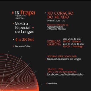 Grace Passô Instagram - último dia de exibição online de
No Coração do Mundo 
disponível até domingo (19), 20h:
.
frapa.art.br/mostra-de-longas
ou link na bio de @frapa.festival