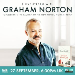 Graham Norton Instagram - It’s the new normal! Very excited to announce a worldwide livestreamed event for the launch of #HomeStretch in partnership with @athomewith4indies and @faneproductions. UK tickets include a signed copy of the book! Tickets here: https://tinyurl.com/ycbgpkcg