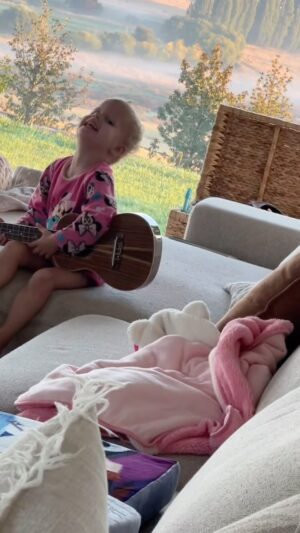 Grant Denyer Instagram - When your 1st gig is performing for Princess Popping Popcorn the dog. Sunday slays 🎸 🥰