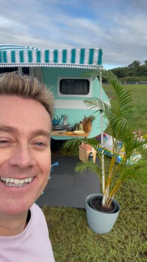 Grant Denyer Instagram - BTS 🎥 🍿 An honour to be called up for the latest mini-movie masterpiece by @supercheap_auto recently. 
Always loved watching the Mad Max-type madness of the ‘Best Performing Oils’ campaign over the years & to get a role as a tea making, caravanning, tight short wearing, welcome party for the great @craiglowndes888 was soooo much fun. 
Props to @supercheap_auto for not making tv ads boring, for supporting the sport I love and for giving all us lovers of motorsport a red hot, totally nuts feature film to look forward to every year. This was FUN 🤩 
You can see the ad on my grid or via Supercheap Auto.