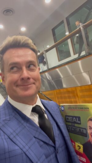 Grant Denyer Instagram - Precious million dollar cargo. Carrying the very FIRST limited edition Deal or No Deal boardgame. 
Someone WILL WIN a guaranteed $1,000,000 just by buying one. Pre-order yours right now at Big W (*link in bio) and register the golden ticket inside to see if it’s you !! So bloody excited about this. Become an actual fancy AF millionaire ! Oh yeah, and also just have fun playing this amazing bloody game. Winzies all’round