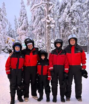 Grant Feely Instagram - Amazing experiences in Finland- snowmobiling, sledding, Santa’s Village and ice floating. Looking forward to reindeer and dog sledding!