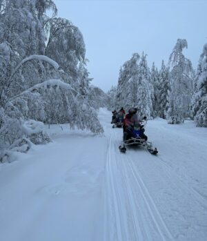 Grant Feely Instagram - Amazing experiences in Finland- snowmobiling, sledding, Santa’s Village and ice floating. Looking forward to reindeer and dog sledding!