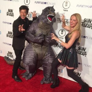 Grant Imahara Instagram - So excited for the US premiere of #ShinGodzilla with @jennernugen! Thanks @funimation!!
