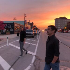 Grant Imahara Instagram - Sunset in Detroit with @torybelleci. Photo by @therealkaribyron. #nofilter