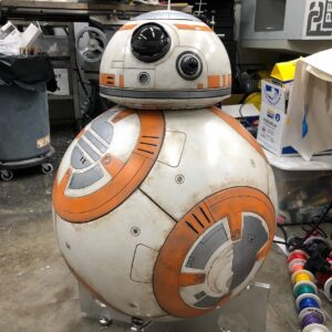 Grant Imahara Instagram - Test fit on BB-8 today! Finally got the semi-matte clearcoat on and panels installed. Won’t be long now! #StarWars