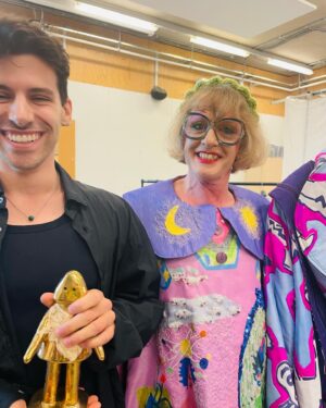 Grayson Perry Instagram - Congratulations to Max, Maria and Beina winners of the 'Claire's'
Splendid day spent modelling 25 student outfits in the world's slowest fashion show
Then awarding prizes and shopping for next year's wardrobe