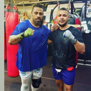Greg Hardy Instagram - Me and @theycallmejrice pushing each other this camp getting ready for a @tmackelitetraining fight card that gonna blow y’all mind.  Can’t wait to show what I have been working on but until then it’s back to the grind no time to kick it.  Big ups to coach @drbryant_ for the wisdom and corner!