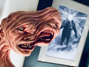 Greg Nicotero Instagram - Thing Thursday!  Original Drew Struzan sketch for John Carpenter’s unparalleled version of THE THING with Norwegian head ( designed by Tob Bottin) we recreated for a short film I directed 11 years ago (sculpted by Joey Orosco) #thething #drewstruzan #unitedmonstertalentagency #monsterkid #shortfilm #robbottin #makeupfx