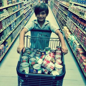 Greg Vaughan Instagram - Jathan's basket full of cans for School Food Drive #fooddrive #jathanvaughan