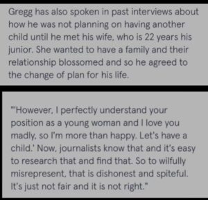 Gregg Wallace Instagram - This is from The Mirror and is correct.

Other journalists are reporting that I said I didn’t choose to have my son.

They are aware this is completely inaccurate. How is this ok ?