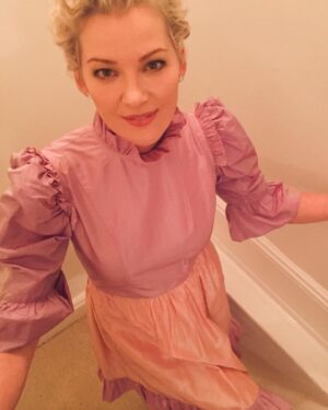 Gretchen Mol Instagram - Thank you @batshevadress @tina_turnbow @rachel_williams1 playing dress-up for real! 💛💞💝