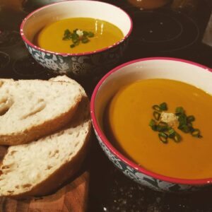 Griffin McElroy Instagram - We splurged on an absolute JET ENGINE of a blender. Whipped up this Sweet Potato and Ginger Bisque with sourdough, which I could eat every night for the rest of my life.
