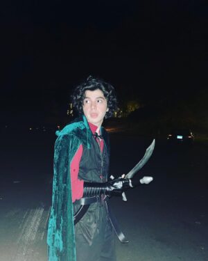 Griffin Santopietro Instagram - Literally on my way to hunt some orc….Happy Halloween 🎃