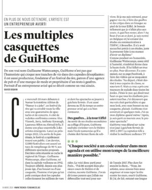 Guillaume Wattecamps Instagram - 🫣🤩 FIERTÉ 🤩🫣 Quel honneur de me découvrir en triple pages du magazine TRENDS Tendances, référence numéro 1 dans le secteur financier, économique et entrepreneurial 🤓 Je me suis livré sur mon quotidien d’auto-producteur, producteur, humoriste, organisateur de festival et gérant de sociétés 🤪 Quelle aventure 🔥 Merci de me suivre dans mes projets les plus fous! Et le prochain est SURPRENANT 🤭🤫