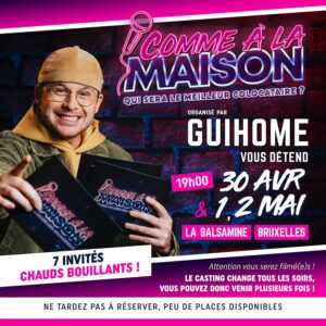 Guillaume Wattecamps Instagram - Amis belges et bruxellois, trois nouveaux tournages de COMME À LA MAISON se profilent au loin 🔥🥳 Un public de fous furieux, des humoristes, des invités, des happenings et des surprises BREF un vrai bordel organisé 😂🤩 Chopez vos places juste ici -> https://ln.run/5wcil 👈🏻 30 avril, 1er et 2 mai 🤓🇧🇪