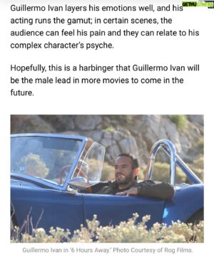 Guillermo Iván Instagram - Thanks @thepowerjournalist and @digitaljournal for this incredible review of “6 HOURS AWAY” 
Find link to full review in my stories!

@freestyledigitalmedia @odysseymotionpicturesofficial @rogfilmsmagic @diblasiproductionsmiami @official_roberto_sanchez @iliana.guibert @laradwolf @zach_h_rose @oscarlopezoficial_ @abrilschreiber @zairmontes @ariannmurad @joeyjzavala @garryc1973 @jromanalarcon 

#actionmovies #action #actionfigures #action #actionfilms #movies #films #reviews #guillermoivan #premiere #latinx #hollywood #usa
