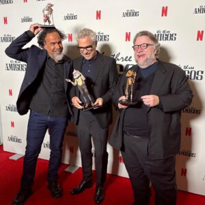 Guillermo del Toro Instagram - The Three Amigos unite!

Guillermo del Toro, Alejandro G. Iñárritu, and Alfonso Cuarón with Spazzatura, Geppetto and Pinocchio 📸.