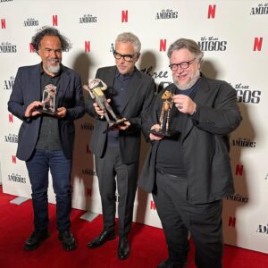 Guillermo del Toro Instagram - The Three Amigos unite!

Guillermo del Toro, Alejandro G. Iñárritu, and Alfonso Cuarón with Spazzatura, Geppetto and Pinocchio 📸.