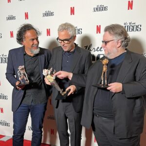 Guillermo del Toro Instagram - The Three Amigos unite!

Guillermo del Toro, Alejandro G. Iñárritu, and Alfonso Cuarón with Spazzatura, Geppetto and Pinocchio 📸.