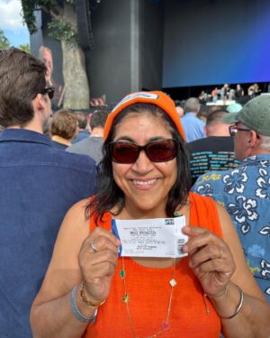 Gurinder Chadha Instagram - OMG ! Got a great spot near the front! BRUUUCE! @springsteen @springnutsasylum @blindedbythelightfilm light movie. I feel like I did the first time I saw him at Wembley 1985!  C’mon!