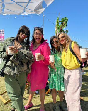 Gurinder Chadha Instagram - #hoopla here we come! @shaznaylewis @melanieblatt #allsaints 🌈🌈🌈🌈❤️🎉