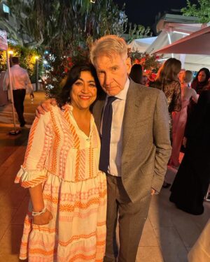 Gurinder Chadha Instagram - #cannes shananigans! What a cool guy and so warm and lovely. 🤗 #harrisonford