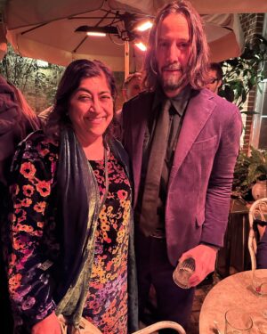 Gurinder Chadha Instagram - What a lovely guy #keanureeves is so warm and kind.  Loved talking to him ❤️ #johnwick4 has a cool ending too! @lionsgateuk