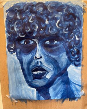 Gurinder Chadha Instagram - My 16 year old son did this self portrait in school yesterday. When he showed it to me I was deeply moved having been so upset watching the horrific news of the war all day and the plight of innocent children. 🥲🥲🥲 #war  @switch.ldn @hampsteadfinearts