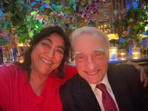 Gurinder Chadha Instagram - #legend @martinscorsese_ what a lovely, generous man, he laughed and giggled as we spoke film. A moment of a lifetime for for me. I love how he treasures his deep Italian American roots and brings them to bear on all his work ❤️🎬 @BFI #LFF  #killersoftheflowermoon @londonfilmfestival @appletv