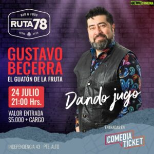 Gustavo Becerra Instagram - Las jornadas de comedia en @bar_r78 no paran, y es por eso que este próximo miércoles 24 de julio, nos visita por primera vez el gran Gustavo Becerra con su show “Dando Jugo”, donde se mezcla el humor, el baile, la música, chistes sin censura y mucho más.
¡Compra tus entradas ingresando al link que está en nuestra bio! 

#instagram #instagood #insta #puentealto #laflorida #guatondelafruta #barruta78