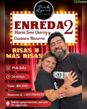 Gustavo Becerra Instagram - No me lo van a creer !!!
Vuelven a Puerta Algarrobo dos grandes de la comedia nacional… esta vez juntos, para contar toda la verdad de sus enredos 😬😱
@mariajose2978 y @gusactor en un stand up para morir de la risa “Enreda2”. Este viernes 19 de julio a las 20:00 horas, reserva tu lugar donde siempre  56994898317