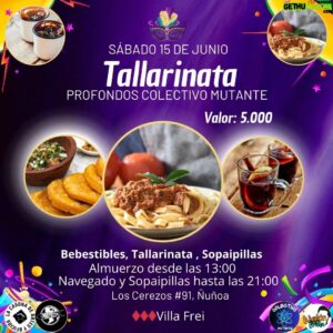 Gustavo Becerra Instagram - Recuerd y agenda mañana...
Tendremos tallarinata desde las 13:00
Y para amenizar navegado rico para capear el frío...
Profondo @colectivo_mutante

NO SE LO PIERDA!!! 

Asista,  comparta,  difunda

🌦️🌈☀️

Los cerezos #91
📍Metro Villa Frei
  Ñuñoa

@chungungoproduccioneseventos
@lacasona.deartesyoficios
@gusactor

#colectivomutante #teatrochileno #teatrolatinoamericano #teatrolatino #musica #arte
#artesyoficios #casonadeartesyoficios #musical