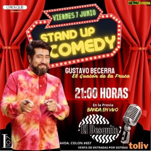 Gustavo Becerra Instagram - Se viene todo el humor de nuestro amigo @gusactor mas conocido como el Guaton de la Fruta, nos trae toda la picardía y buena onda que lo caracteriza, disfrutaremos de un momento de risas y música, adquiere tus entradas por @toliv_events ó escribenos por interno, tambien lo puedes hacer por  las redes de Gyros.
Tenemos previa con música en vivo con la banda el desquite.
Es por orden de llegada, no se reservan mesas
Recomendamos asegurar tu mesa para 4, si no es asi deberán compartir la mesa con el público que vaya ingresando si asi fuese necesario.

Los esperamos