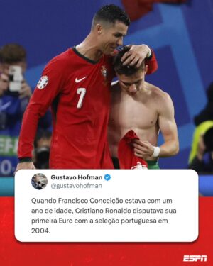 Gustavo Hofman Instagram - Escolinha do professor CR7? 🤖👨‍🏫 Francisco Conceição marcou hoje, garantindo a vitória de Portugal na estreia da Euro e partiu para o abraço do craque lusitano referência da seleção!