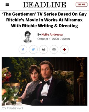 Guy Ritchie Instagram - I actually wrote #TheGentlemen as a TV series but was persuaded to make it as a film instead. Rather pleased that it’s going to be a premium series now.