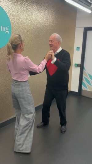 Gyles Brandreth Instagram - Monday morning dancing with #gyla on @thismorning . Today we were questioning whether schools are doing enough to prepare children for the workplaceand life including budgeting and cooking and are more young people choosing a “brick” over a smartphone? Lovely chatting to the delightful @catdeeley and @benshephardofficial  Outfit: Blouse and trousers @collectifclothing boots (old and from America) make up and hair by the gorgeous @gemmafieldmakeup
