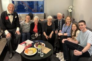 Gyles Brandreth Instagram - Sixteen of Dame Judi’s cousins came to the show in Dublin last night - first cousins all, some once and twice removed. This is just some of them celebrating the family reunion.  It was an honour to meet them - and the family of one of my favourite actors, David Kelly, too.