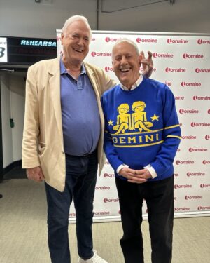 Gyles Brandreth Instagram - A happy start to the day bumping into the great @JohnCleese at @thismorning … he told me the @therosebudpodcast  theme tune has become his earworm …