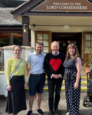 Gyles Brandreth Instagram - The Brandreths love Audlem! We’re with @AphraBrandreth at @LordCombermere… the sun is shining, the flags are flying & the landlords are celebrating their youngest’s first birthday. Happy days!