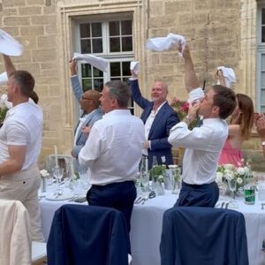 Gyles Brandreth Instagram - Last night’s balcony appearance from the bride & groom. I was honoured to officiate at the wedding of Natalie Coan & Patrick Cadell - my godson & the son of my friend, the actor Simon Cadell. A magical 24 hours in Provence. (Next stop: Dublin. I’ll keep you posted.)