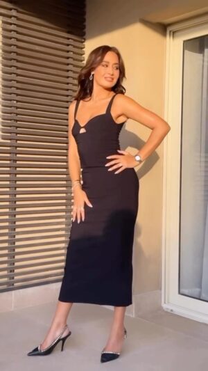Haala Shiha Instagram - Stylist: @islam.mitwally my very special stylist of all times 🤞🏻♥️😍 simplicity and elegance  that’s ur secret 
Dress: @miojofficial
Jewellery: @glamour.jewellery 
Hair: @alfredmakram