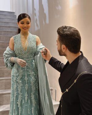 Haifa Hassony Instagram - ❤️ 

Dress @bendybark 
Suit @charlemanprivate 
Designer @charles_hadchity 

Makeup @ieebo_m.u.a 
Hair stylist @mohammedaldika