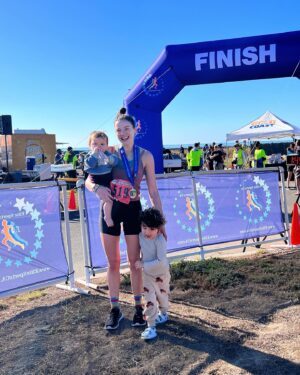 Hanna Mangan Lawrence Instagram - Last year, I ran by this race when I was 32 weeks pregnant and I set the goal to compete this year. It felt so great to be running today and to do it with Omar, who was running his first half-marathon. Grateful for our support group in Ventura and my sons who sat (napped) in a double stroller for our long runs #surferspointmarathon